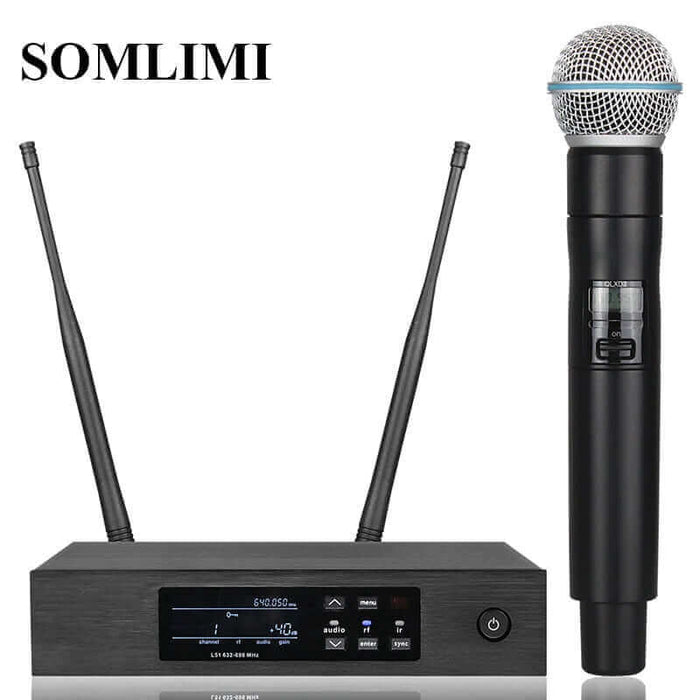 QLXD4 High Quality UHF Profeesional dual Wireless Microphone System stage performances a two wireless microphone