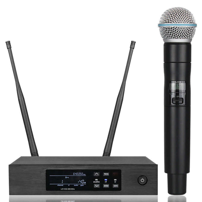 QLXD4 High Quality UHF Profeesional dual Wireless Microphone System stage performances a two wireless microphone
