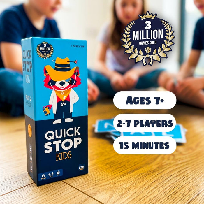 Blue game box with a cowboy animal character. Labels show ages 7+, 2-7 players, and 15 minute play time.