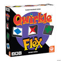 Square game box with white and black panels, purple circle, orange and yellow logo, and diamond, star, and cross tiles.