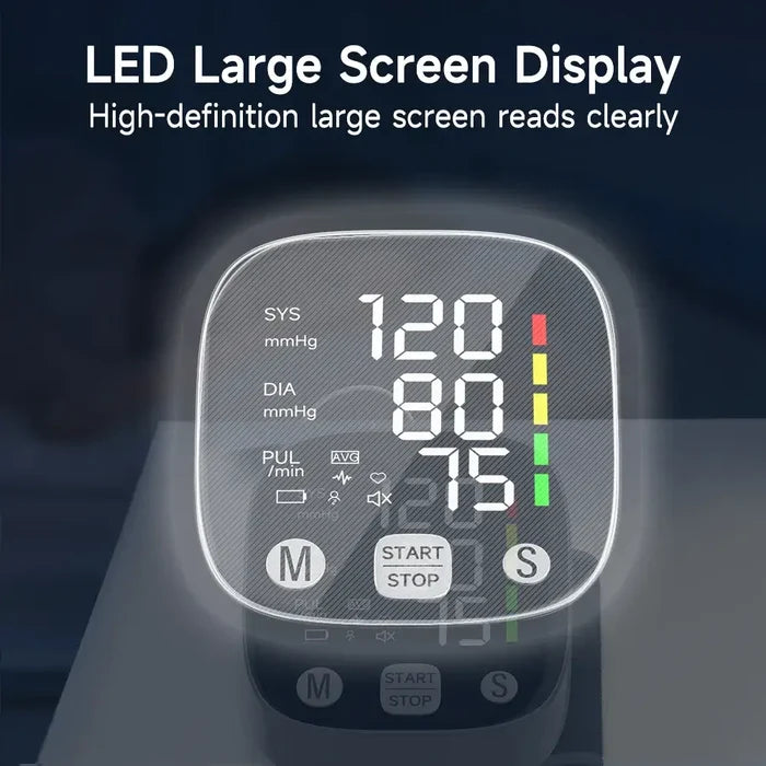 LED large screen display of the Rechargeable Digital Wrist Blood Pressure Monitor with clear readings