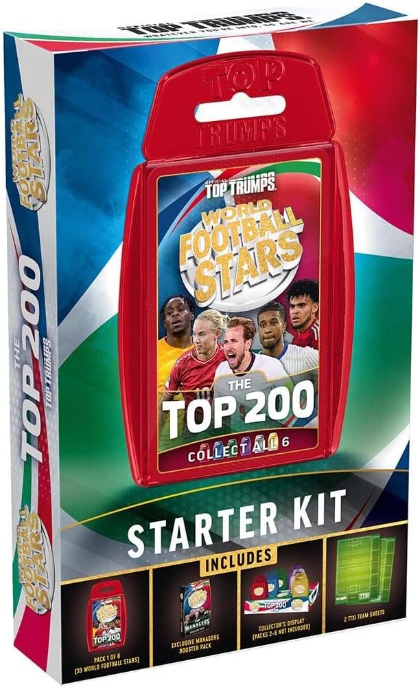 Red Top Trumps World Football Stars Top 200 Card Game – Chrome Pack Starter Kit