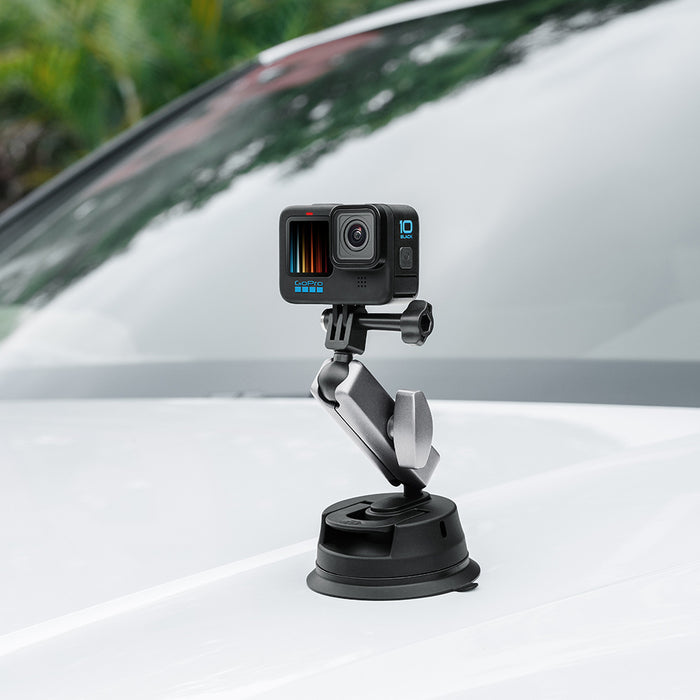 REFLEX CAMERA 1/4" Adapter Suction Cup Mount for GoPro Hero, Insta360, DJI Osmo – 360° Double Ball Head, Phone Holder, Action Camera Mount, Strong Load Capacity for Filming, Vlogging, Photography