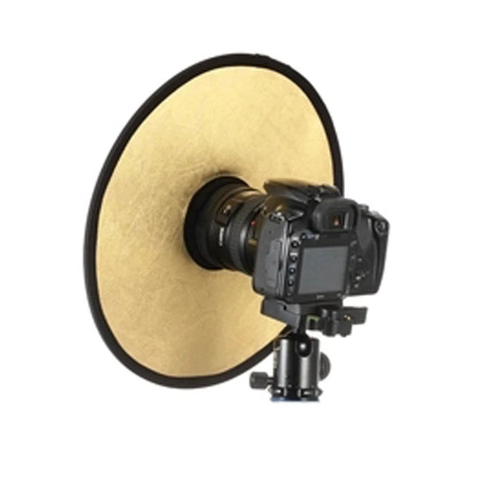REFLEX CAMERA 2-in-1 Round Photography Reflector 60cm (23.6in) | Silver & Gold Reflective Surfaces | Hollow Center Design | Lightweight Portable Reflector with Carry Case for Close-Up Shots