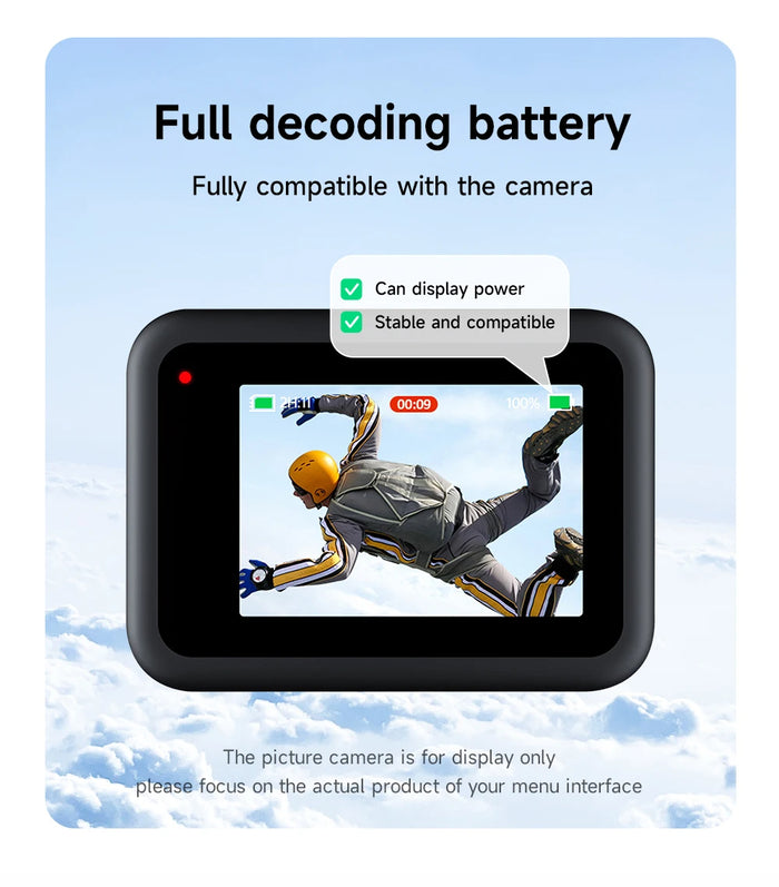 REFLEX CAMERA 2000mAh Rechargeable Battery for GoPro Hero 12-9 – Long-Lasting High-Capacity Backup Power Pack – Easy to Install, Durable, Safe & Compatible with GoPro Accessories & Chargers
