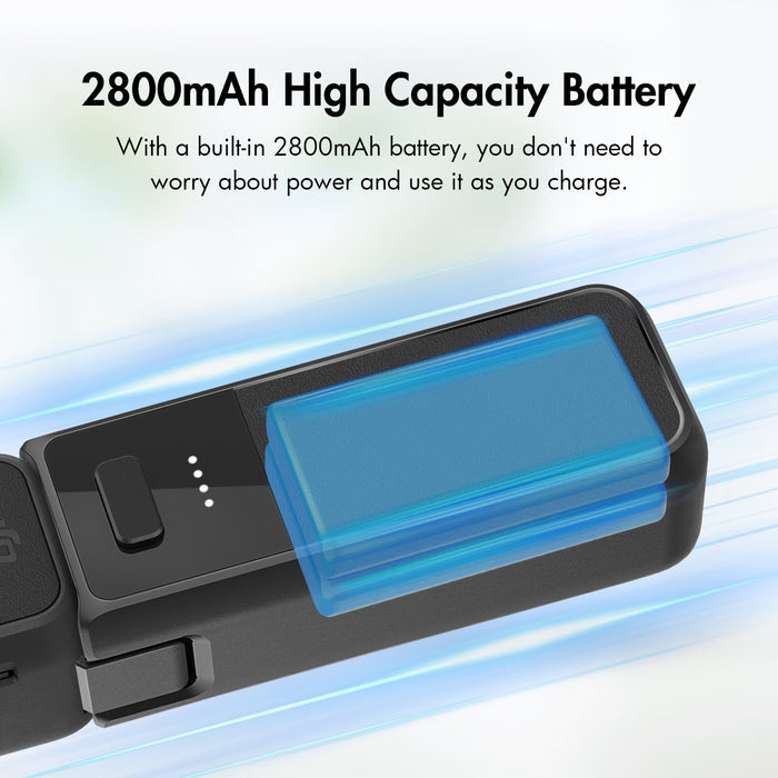 2800mAh high-capacity DJI Osmo Pocket 3 battery handle with built-in rechargeable power bank.