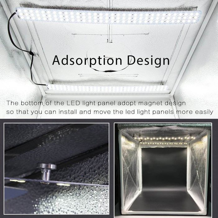 REFLEX CAMERA 80×80×80cm (31.5×31.5×31.5in) LED Light Box Photo Studio | 192 LED Beads 5500K | Foldable Shooting Tent with 3 PVC Backdrops | Large Product Photography Softbox