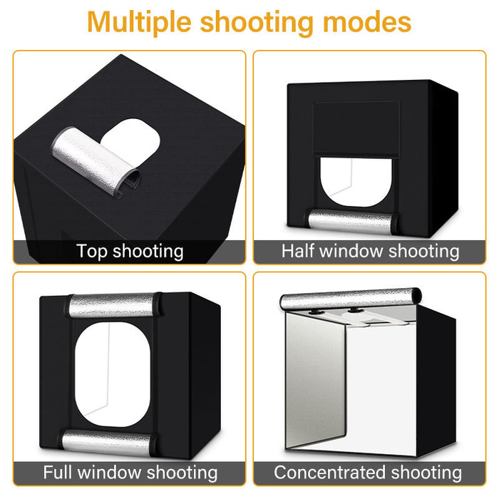 REFLEX CAMERA 80×80×80cm (31.5×31.5×31.5in) LED Light Box Photo Studio | 270 LED Beads 5500K | Foldable Portable Shooting Tent with 3 PVC Backdrops for Professional Product Photography