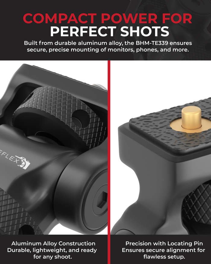REFLEX CAMERA BHM-TE339 Mini Snail Ball Head with Cold Shoe Mount – Lightweight Aluminum Ball Head for Monitors, Phone Holders & Camera Accessories – 2.5kg Load Capacity