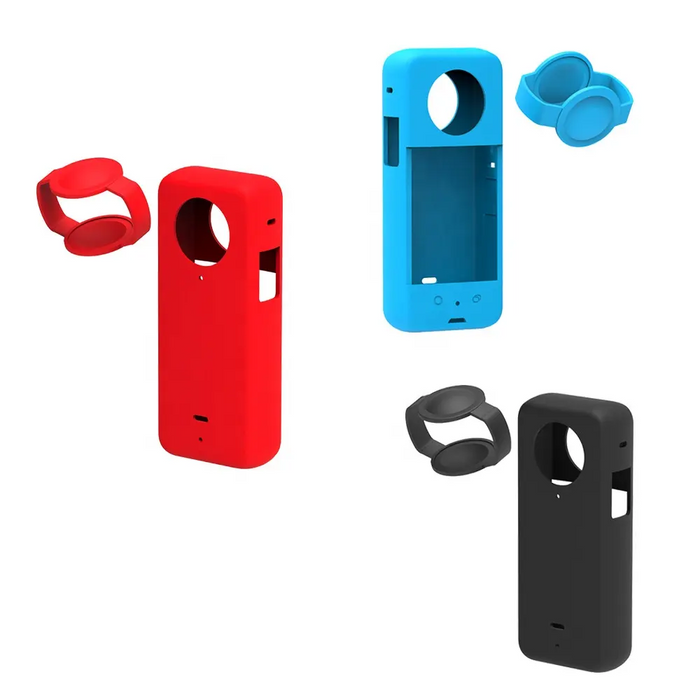 Reflex Camera CPC-360X31/BLK Silicone Protective Case for Insta360 X3 – Shockproof Anti-Slip Grip Cover with Lens Cap, Custom Fit for 360° Camera Protection (Red)