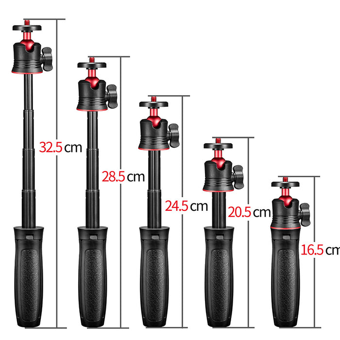 Reflex Camera Desktop Mini Tripod & Selfie Stick – 360° Ball Head, Extendable 15.5cm-32.5cm, Stable & Lightweight, Universal 1/4” Thread, Compatible with DSLR, DSLM & Action Cameras