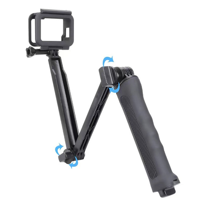 REFLEX CAMERA Foldable 3-Way Adjustable Selfie Stick Tripod for Go Pro Hero 13-9, D J I Osmo Action, Extendable Pole, Hidden Tripod, Action Camera Accessory