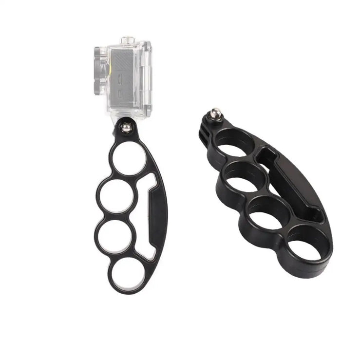 Hand Finger Grip Mount for GoPro Hero showing knuckle grip with gopro attached