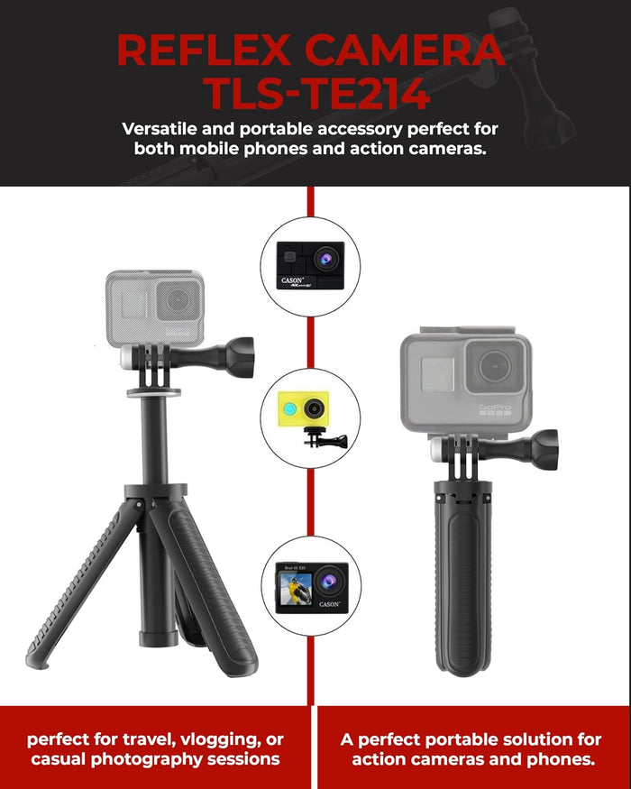 Mini tripod accessory for mobile phones and action cameras