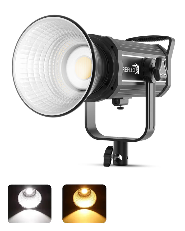 REFLEX CAMERA Professional 300W Dimmable Bi-Color Bowens LED COB Light - Y300S, 3200K-5600K Adjustable, Portable, Flicker-Free, Ideal for Video Production, Photography & Studio Lighting