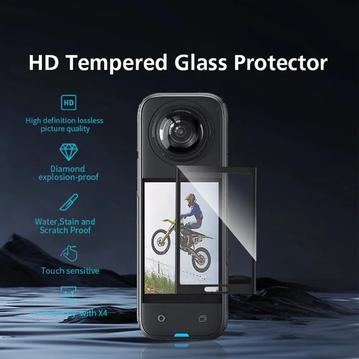 Reflex Camera Tempered Glass Screen Protector for Insta360 X4 Action Camera – Crystal Clear HD Protective Film with Scratch and Fingerprint Resistance