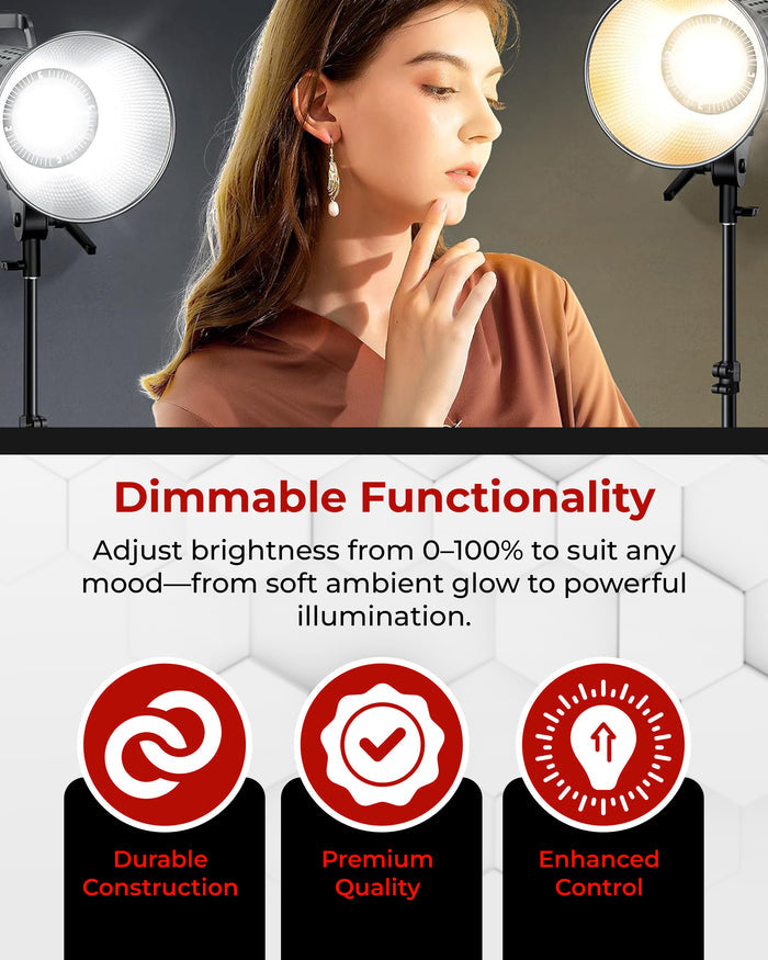 REFLEX CAMERA Y500D 500W Dimmable LED COB Video Light - High Brightness, App Controlled, Portable, Professional-Grade, Adjustable Lighting, Ideal for Video Production, Live Streaming, Photography