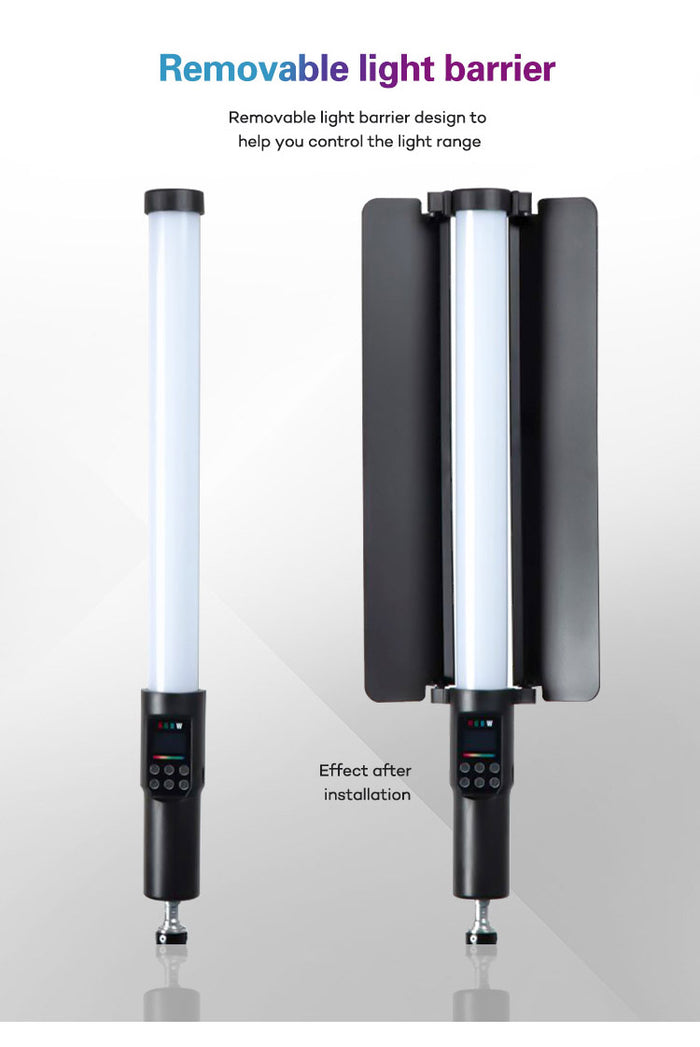 REFLEX CAMERA YB130RGB RGB LED Light Stick – Handheld Portable Wand with 3000K-6500K Color Temp, RGB Effects, Rechargeable Battery – Photography, Video, Streaming, Studio Lighting Tool