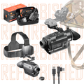 Prowl 2 night vision monocular with headband on a background with repeating text showing 'refurbished'