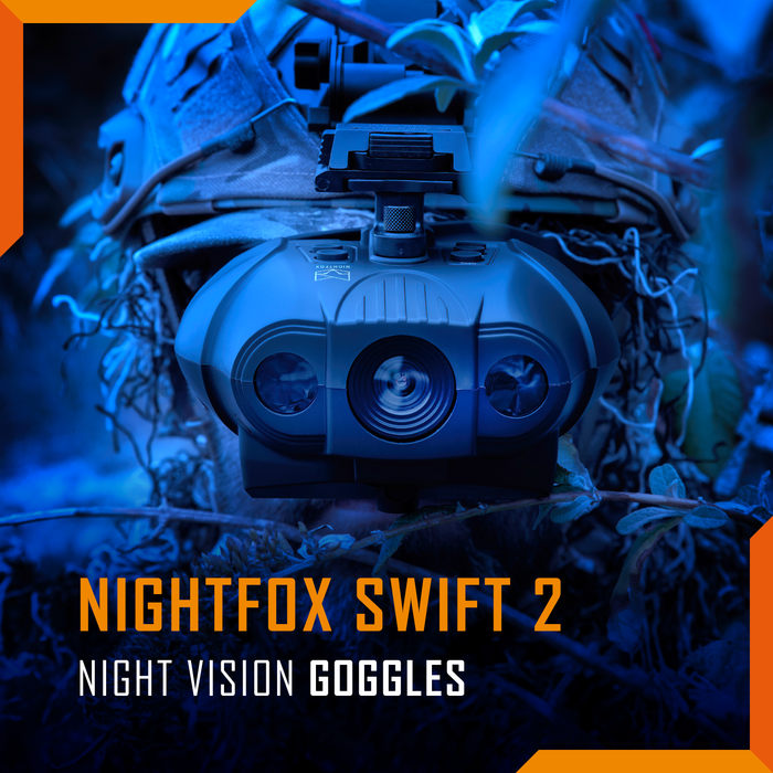 Nightfox Swift 2 Night Vision Goggles | Mounted on a helmet