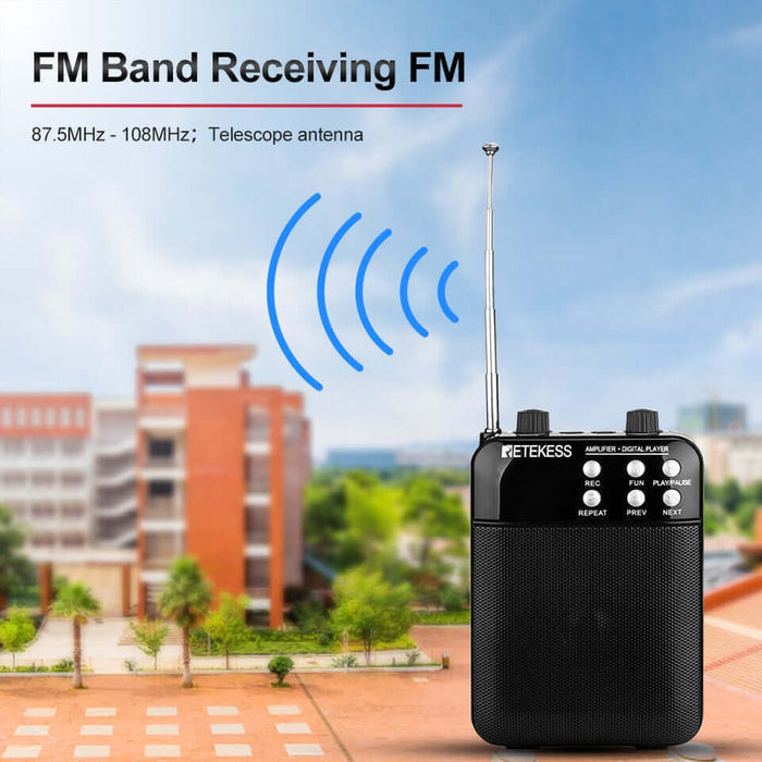 Retekess TR619 Megaphone Portable 3W FM Recording Voice Amplifier Teacher Microphone Speaker With Mp3 Player FM Radio Recorder