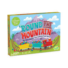 Game box showing a red toy train with colorful gem-filled cars on tracks in front of a purple mountain landscape.