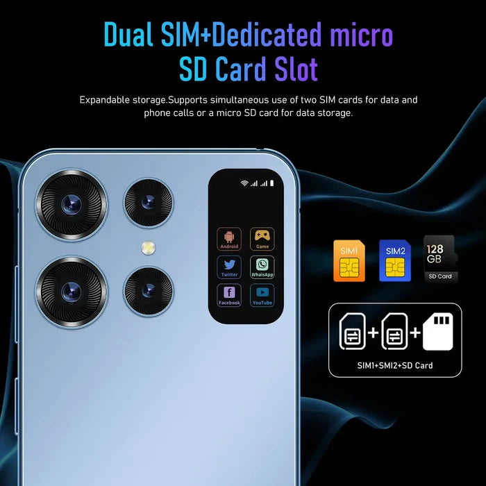 S26 Ultra Smartphone Global Version 16G+1TB with dual SIM and micro SD card slot, expandable storage feature displayed
