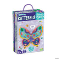 Purple box for a teal and purple floral butterfly-shaped floor puzzle featuring a carrying handle.
