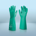 SHOWA 727 Unlined Green Nitrile Chemical Resistant Gloves — 15mil