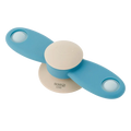 Blue two-blade propeller spinner with a cream suction base and center cap featuring a subtle smiley face.