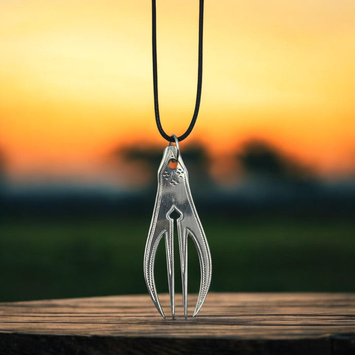 Silver Plated Antic Fork Necklace With 18" Adjustable Necklace