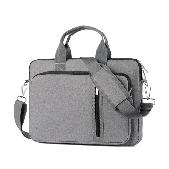 Gray Sleeve Laptop Case For macbook case with zipper closure and shoulder strap, ideal for men and women. Brand: xummen.