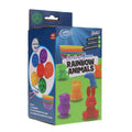 Blue box for Rainbow Animals sorting game with colorful plastic animals, cups, and tweezers visible on the packaging.
