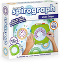 Spirograph Window Designer box showing hands using a green tool and markers to draw colorful designs on glass.