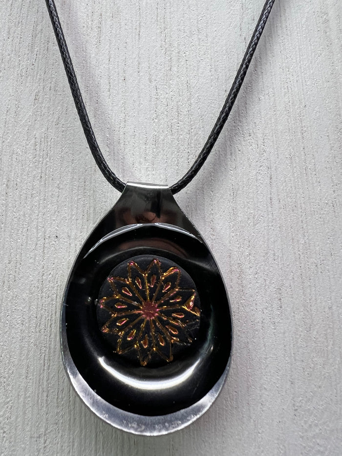 Spoon Pendant With Decorative Stone With 18" Adjustable Necklace