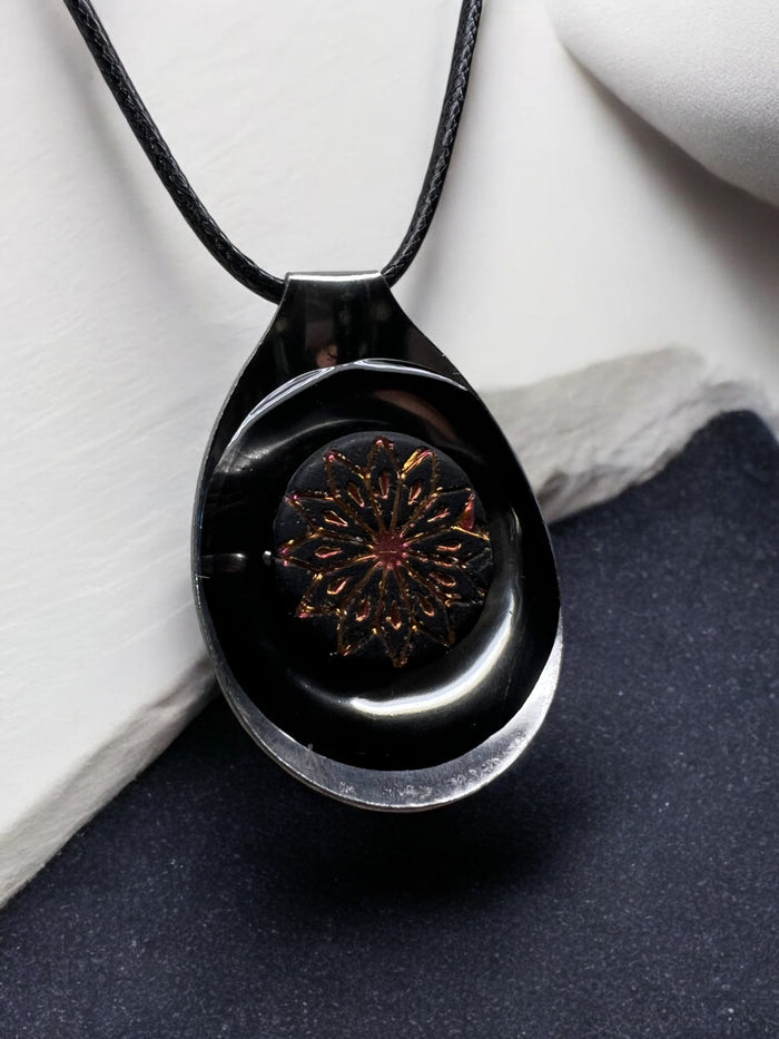 Spoon Pendant With Decorative Stone With 18" Adjustable Necklace