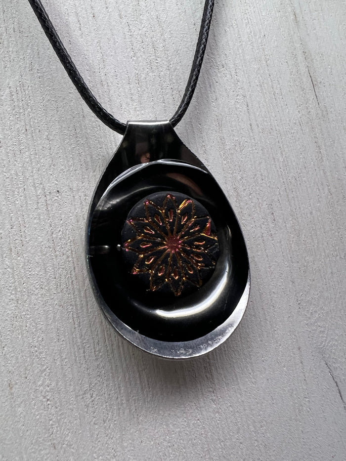 Spoon Pendant With Decorative Stone With 18" Adjustable Necklace