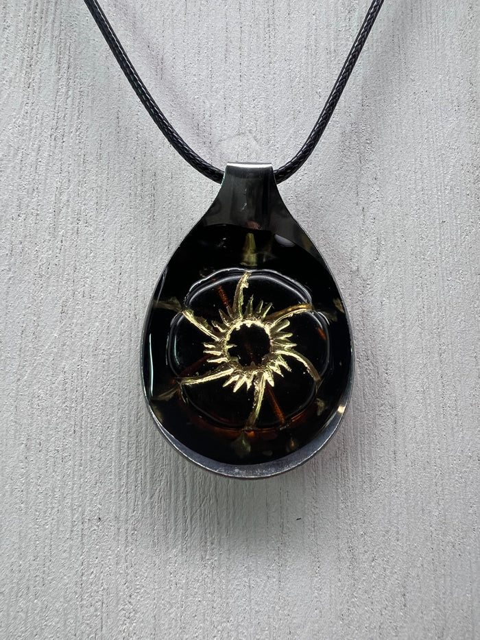 Spoon Sunburst Pendant With 18" Adjustable Necklace