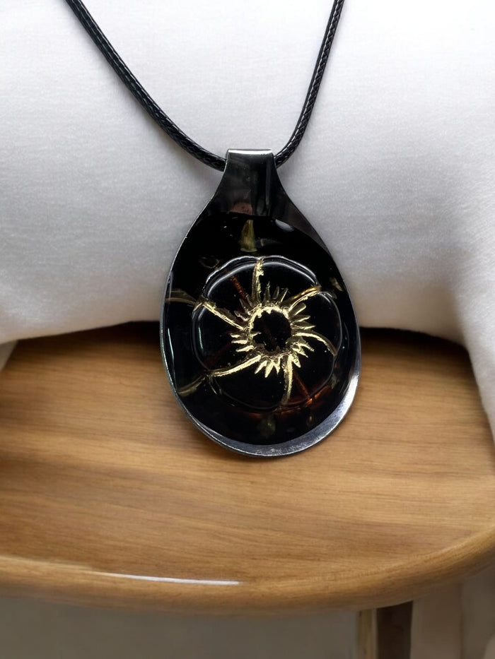 Spoon Sunburst Pendant With 18" Adjustable Necklace