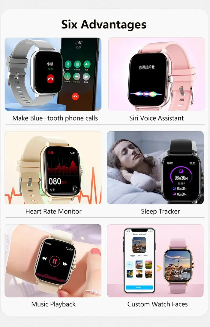 Sport Smart Watch Fitness Clock Health Monitor Waterproof Smartwatch Bluetooth Call Watches