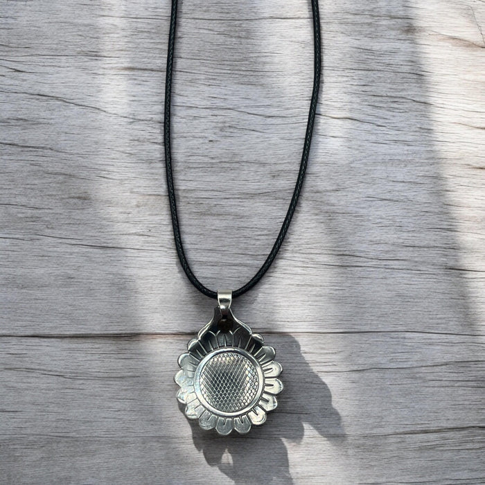 Stainless Steel Sun Flower Pendant With 18" Adjustable Necklace