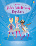 Sticker book cover featuring three illustrated pop stars in sparkly outfits and a guitar on a blue starry background.