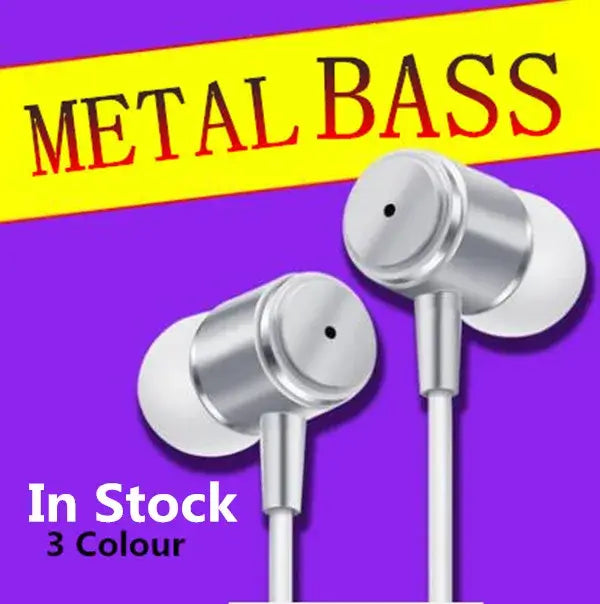 Super Bass Earphone For IPhone 5 5S 4 Samsung - metal design, available in 3 colors, in stock