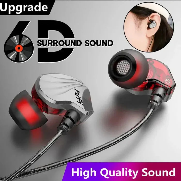 T2000 Waterproof Sports Binaural Wired Headset HIFI Metal Bass Earbud with 6D Surround Sound and High Quality Audio