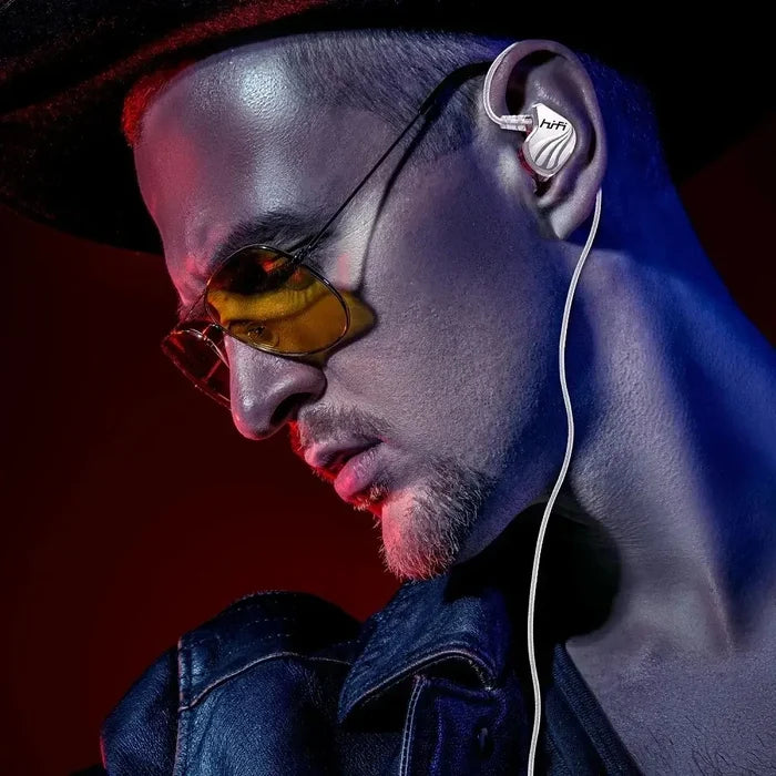 Man wearing T2000 Waterproof Sports Binaural Wired Headset HIFI Metal Bass Earbud