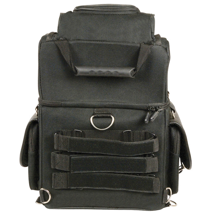 Textile Back Seat Sissy Bar Bag w/ 5 Large Outer Pockets