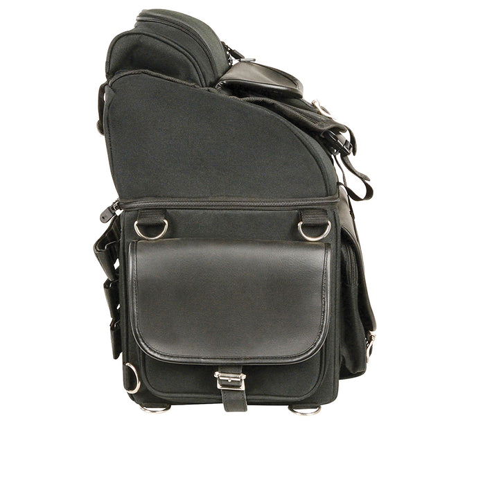 Textile Back Seat Sissy Bar Bag w/ 5 Large Outer Pockets