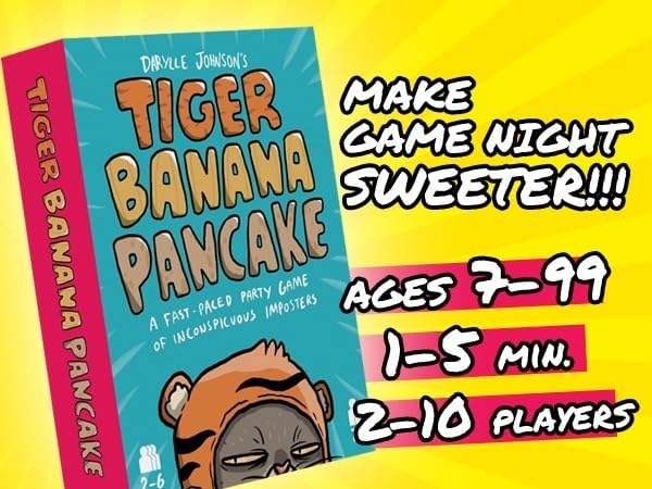 Blue and pink game box with a cat in a tiger hood on a yellow background showing age, time, and player count.