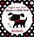 Baby book cover featuring a black dog with a red collar on a white circle, surrounded by red and white polka dots.