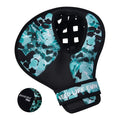 Teal and black camo water glove with a mesh pocket and adjustable strap next to a matching patterned Waboba Pro ball.